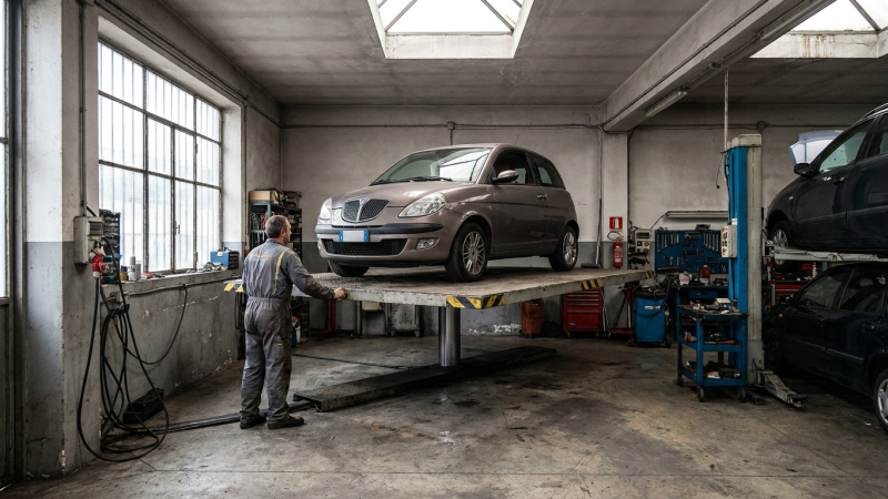 Piattaforma sollevamento auto: rotazione e spazio ottimizzato